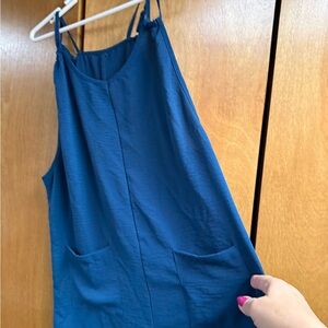 Blue Sleeveless jumper with Pockets